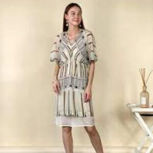 Ottod'ame Dolman Cream Dress Cover Up 8 M